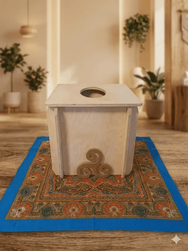 כיסא עץ לסאונת אדים לאגן עם צמחי מרפא